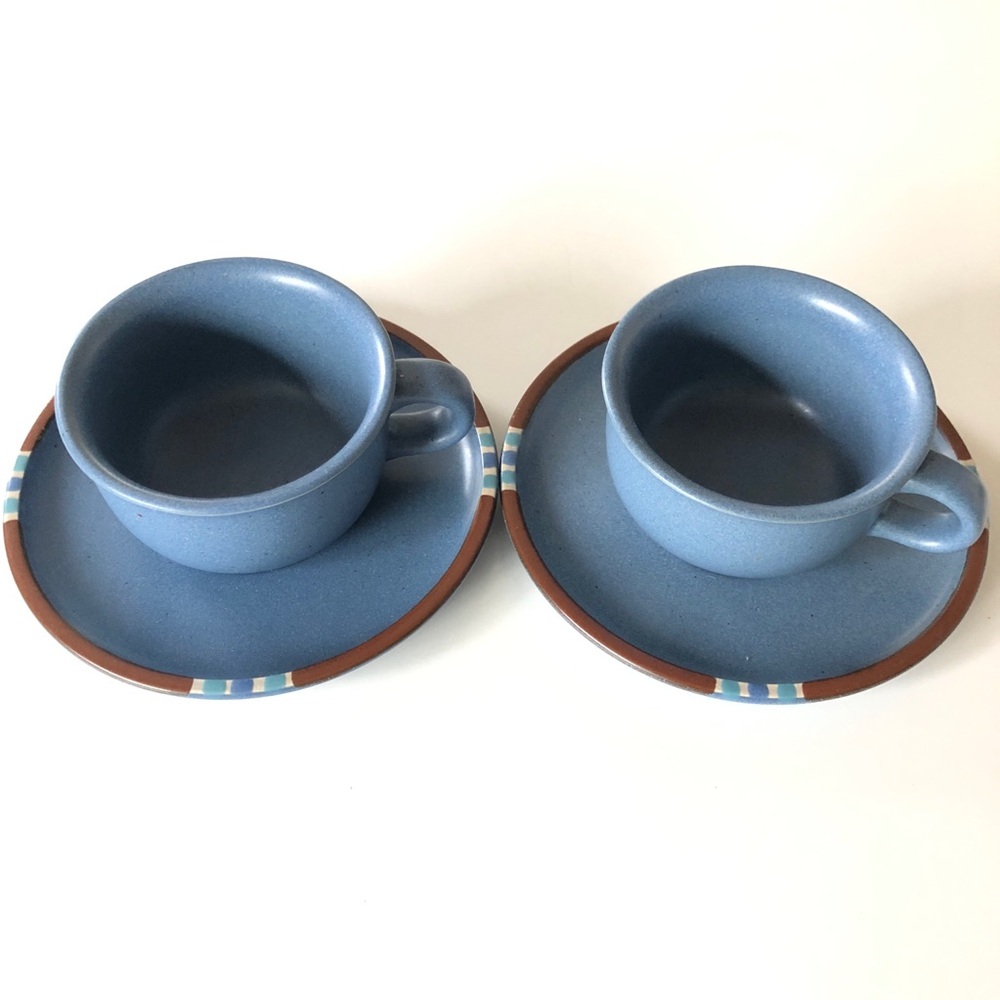 Set of 2 Dansk "Mesa - Sky Blue " Cups and Saucers Japan